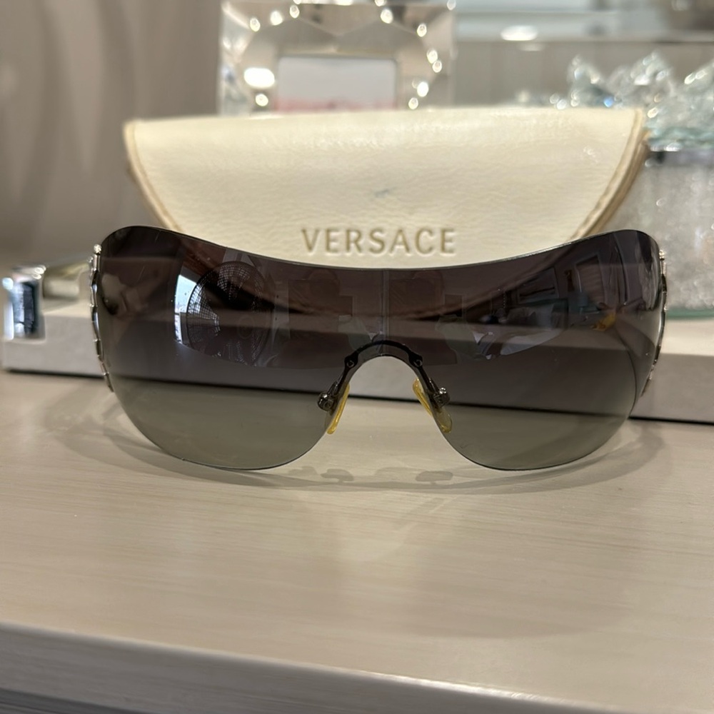 Versace sunglasses white with silver accents used like new